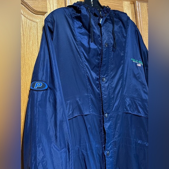 Vintage 90’s Polo Sport Ralph Lauren Dark Blue Raincoat Men’s Medium - Picture 2 of 9